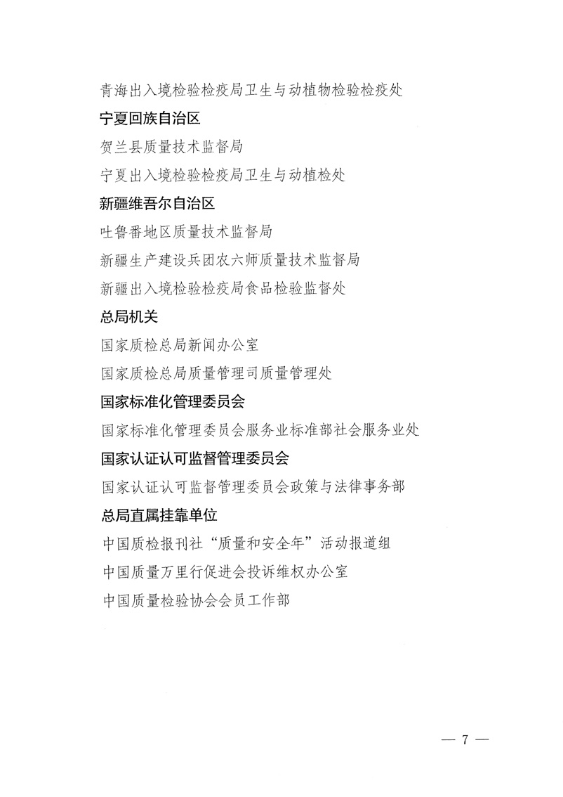 國(guó)家質(zhì)量監(jiān)督檢驗(yàn)檢疫總局《關(guān)于表彰全國(guó)質(zhì)檢系統(tǒng)&ldquo;質(zhì)量和安全年&rdquo;活動(dòng)先進(jìn)單位和先進(jìn)個(gè)人的決定》